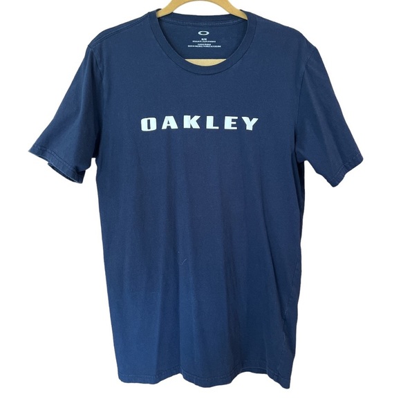 Oakley graphic T-shirt, blue, logo with white lettering, SZ M - Picture 1 of 4